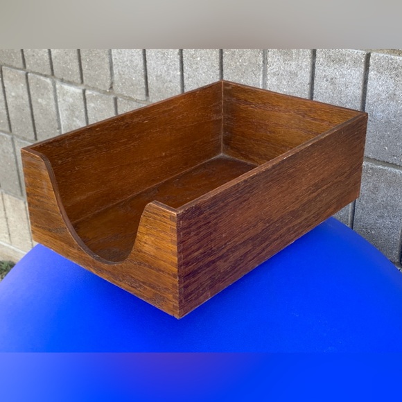 Mid Century Vintage Carver Finger Jointed Solid Oak Desk File Box - Picture 1 of 16